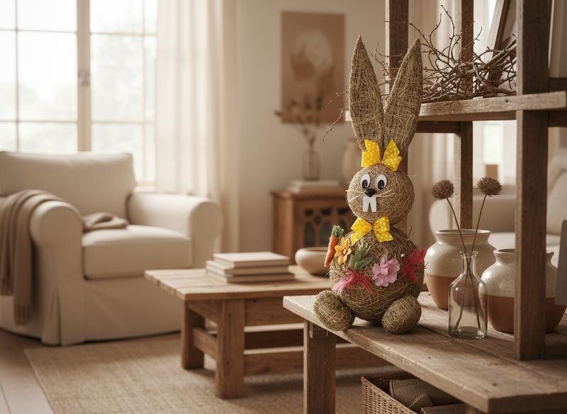 Dekorativni slamnati zajčki: naraven detajl za topel velikonočni dom